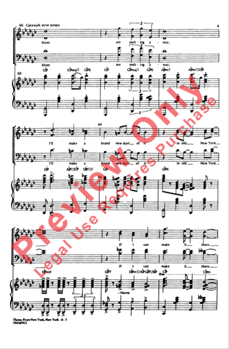 New York, New York, Theme from 4-Part scores gallery preview page 9