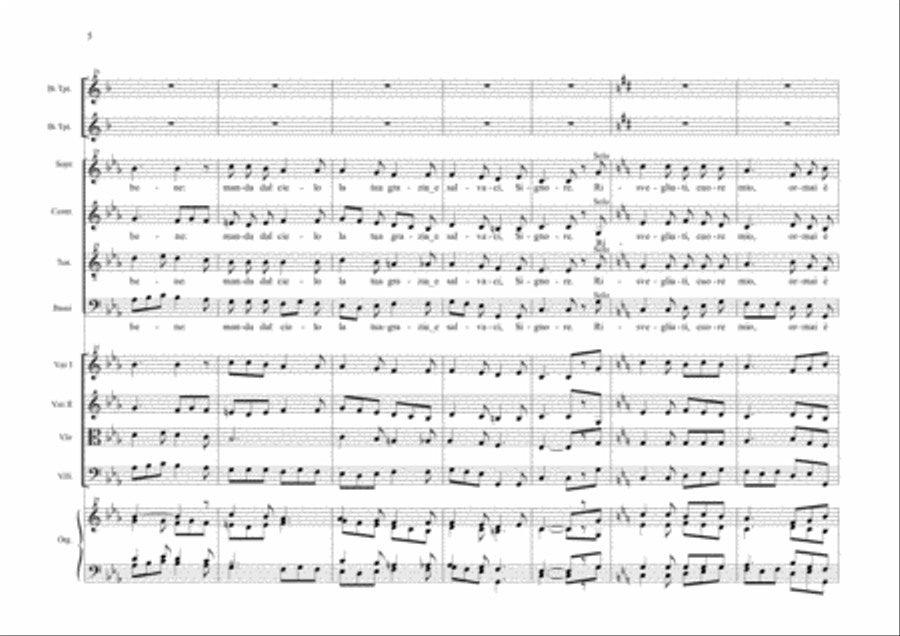 RISVEGLIATI, CUORE MIO! - Awaken my heart - Cantata from Psalm 57. For SATB Choir, 2Tb in Bb, Strin 4-Part scores gallery preview page 5