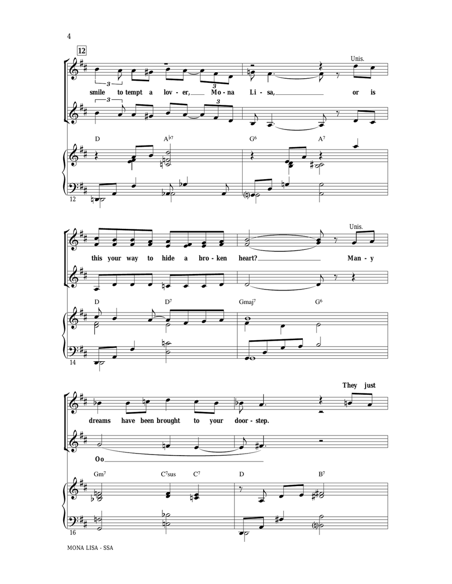 Mona Lisa Mona Lisa SSA scores gallery preview page 3