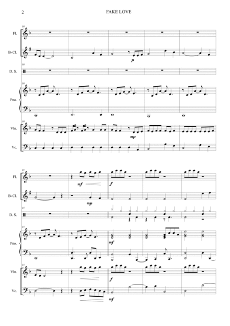 Fake Love Orchestra scores gallery preview page 2