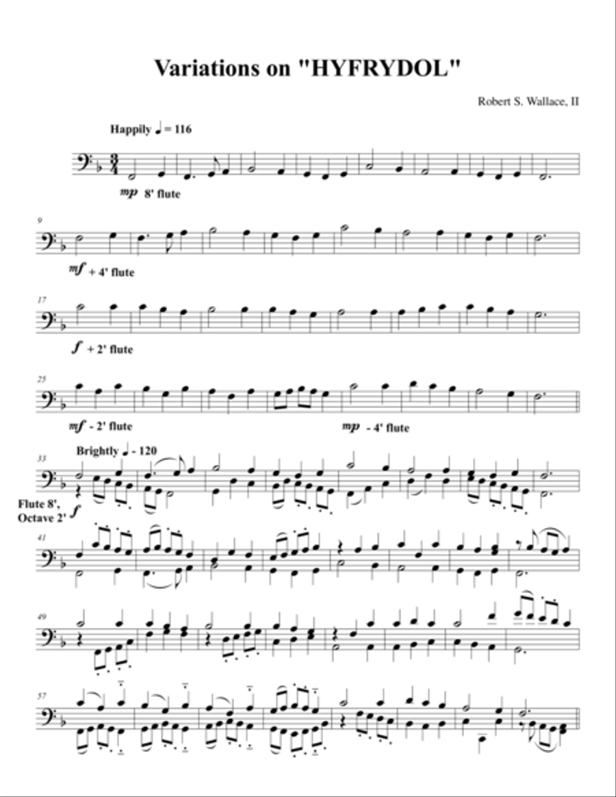 Variations on HYFRYDOL Variations on HYFRYDOL Organ Solo scores gallery preview page 1