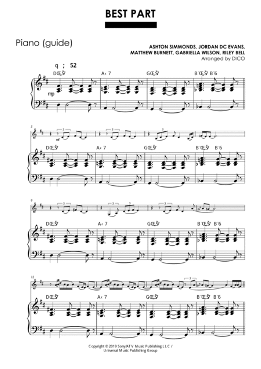 Best Part Piano scores gallery preview page 2