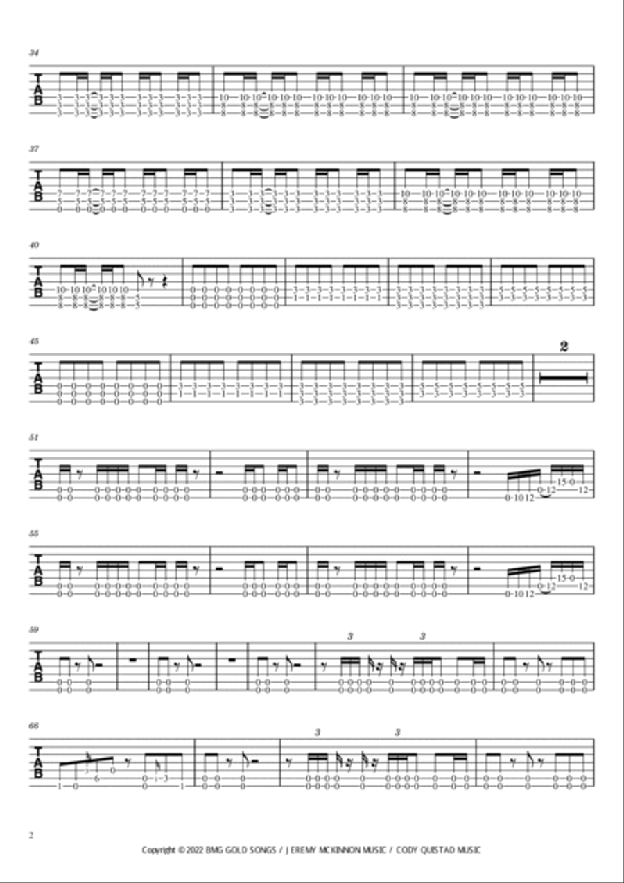 Don't Let Me Fade Away Don't Let Me Fade Away Guitar Tablature scores gallery preview page 2