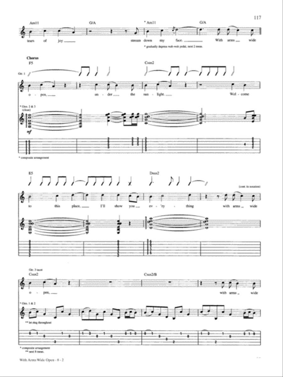 With Arms Wide Open Guitar Tablature scores gallery preview page 2