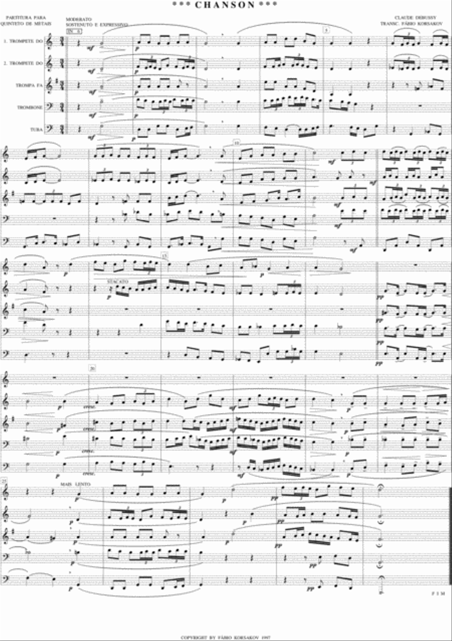 CHANSON - Debussy - BRASS QUINTET Brass Quintet scores gallery preview page 3