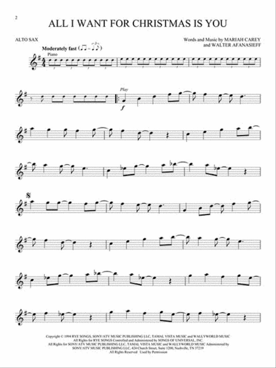 Christmas Songs for Alto Sax Alto Saxophone scores gallery preview page 3