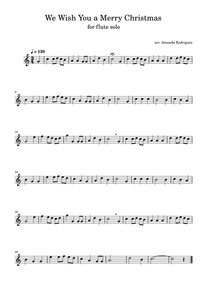 We Wish You a Merry Christmas in C Major for Easy Flute Solo image number null