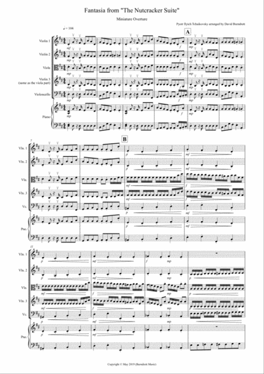 Miniature Overture (Fantasia from Nutcracker) for String Quartet String Quartet scores gallery preview page 1