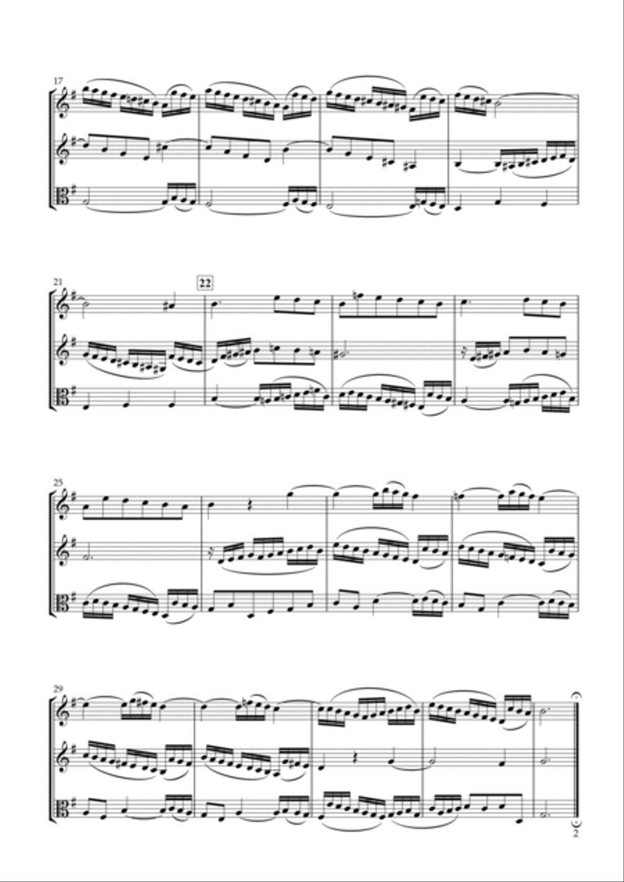 Sinfonia No.10 BWV.796 for Two Violins & Viola String Duet scores gallery preview page 2