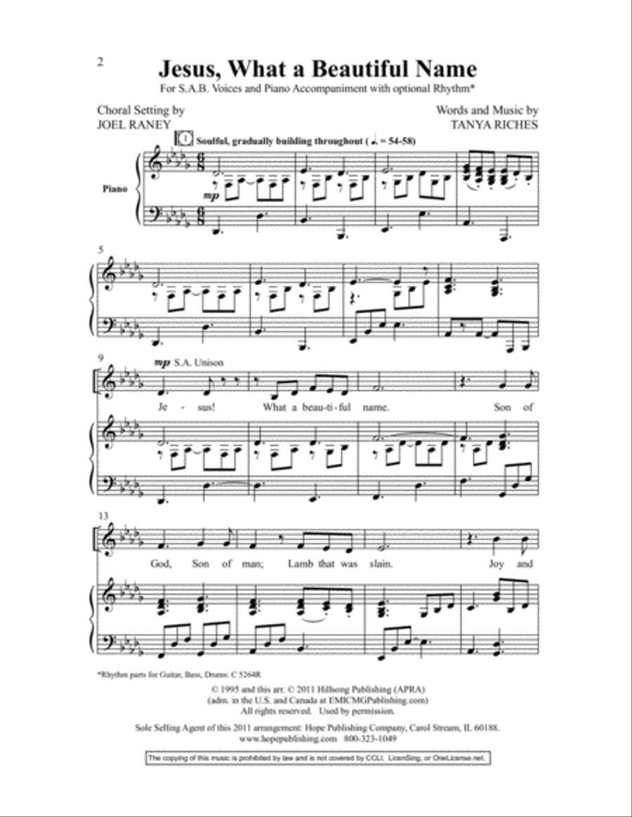 Jesus, What a Beautiful Name 3-Part scores gallery preview page 2