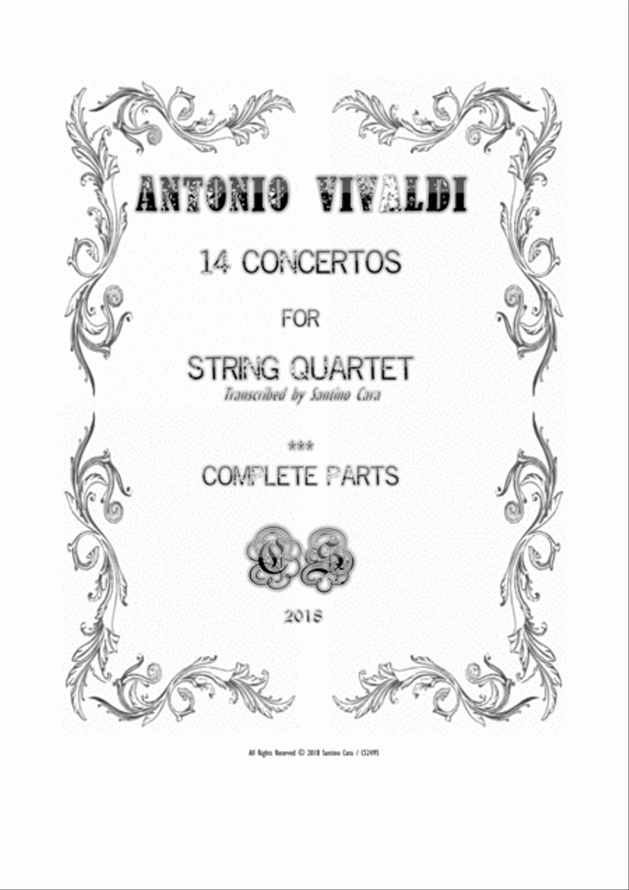 14 Vivaldi's Concertos for String Quartet - Complete Parts String Quartet scores gallery preview page 1