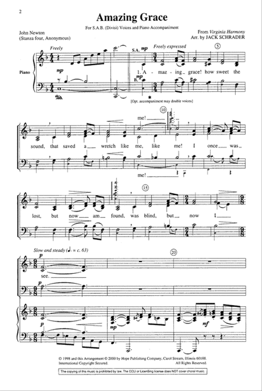 Amazing Grace 4-Part scores gallery preview page 3