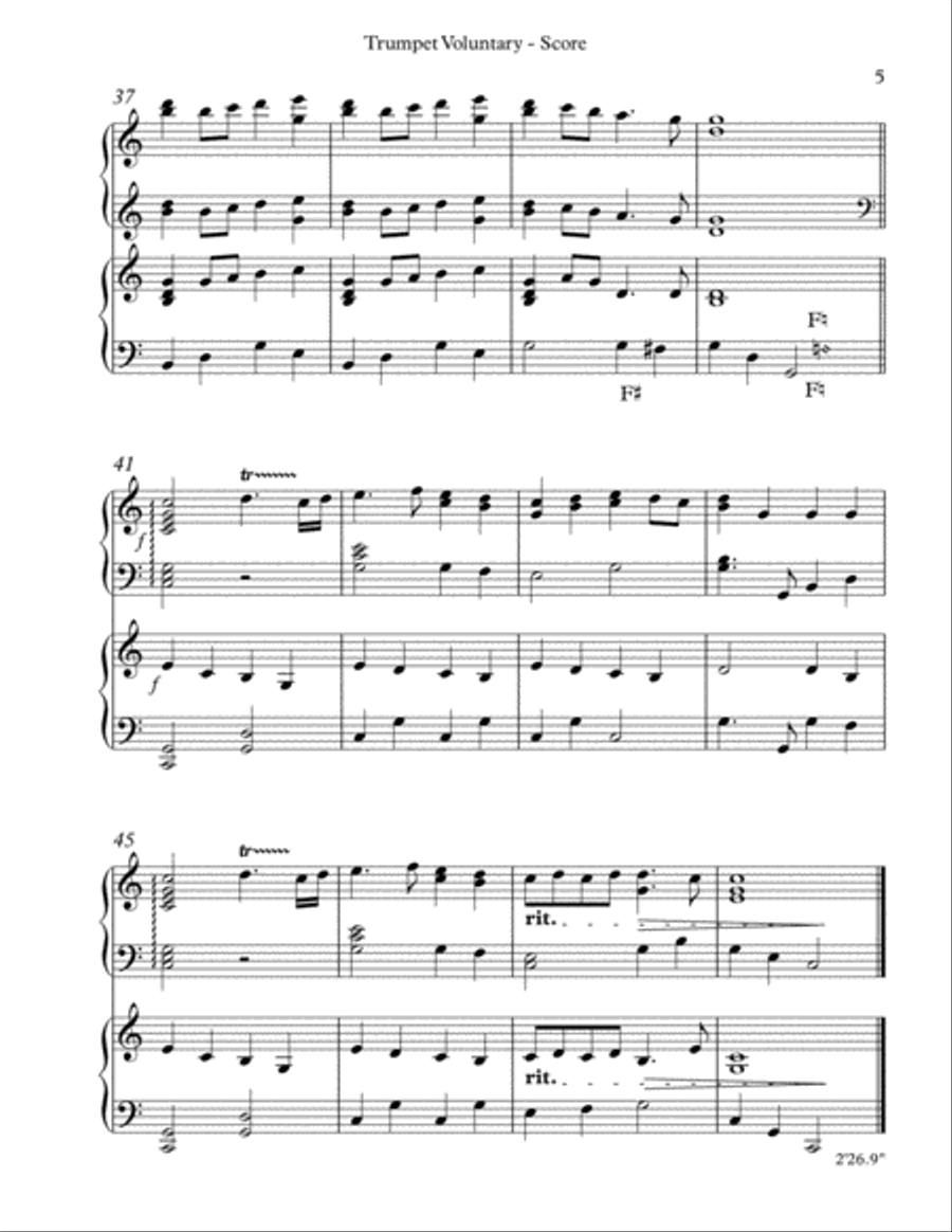 Trumpet Voluntary (The Prince of Denmark’s March), Harp Duet Trumpet scores gallery preview page 5