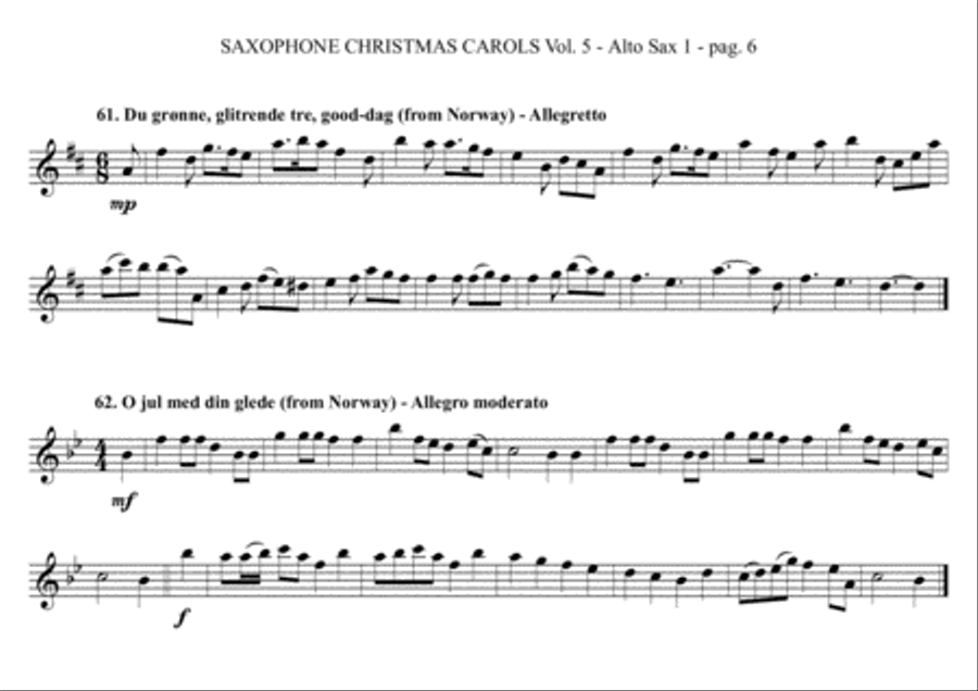 SAXOPHONE CHRISTMAS CAROLS vol. 5 - 12 world famous European Carols for Sax Quartet (SATB or AATB) Saxophone Quartet scores gallery preview page 6