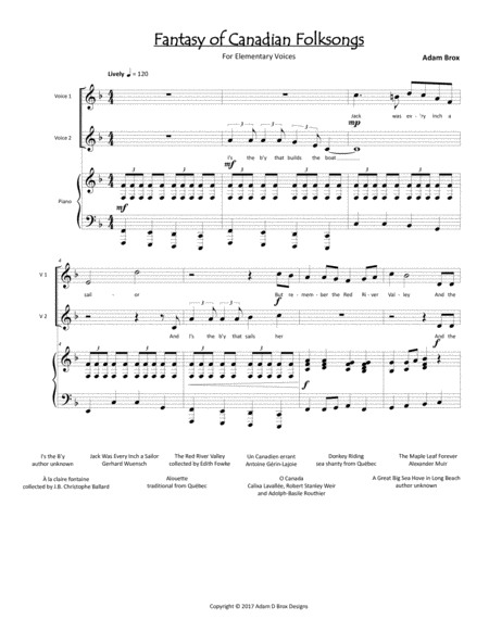 Fantasy of Canadian Folksongs - For Elementary Choir