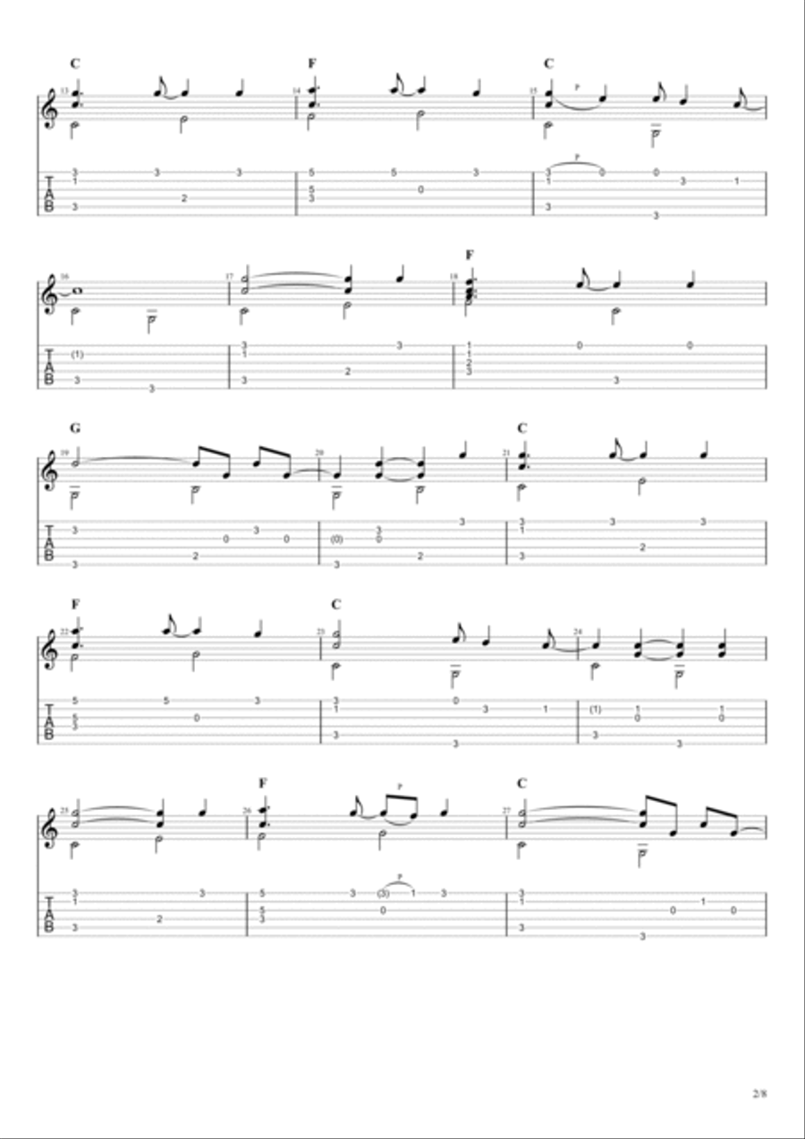 Blowin' In The Wind Guitar Tablature scores gallery preview page 3