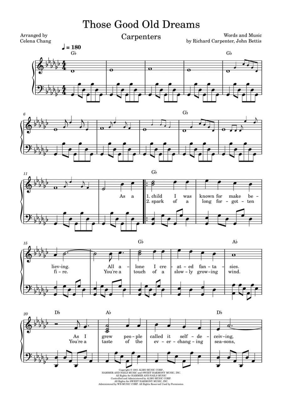 Those Good Old Dreams Piano Solo scores gallery preview page 1
