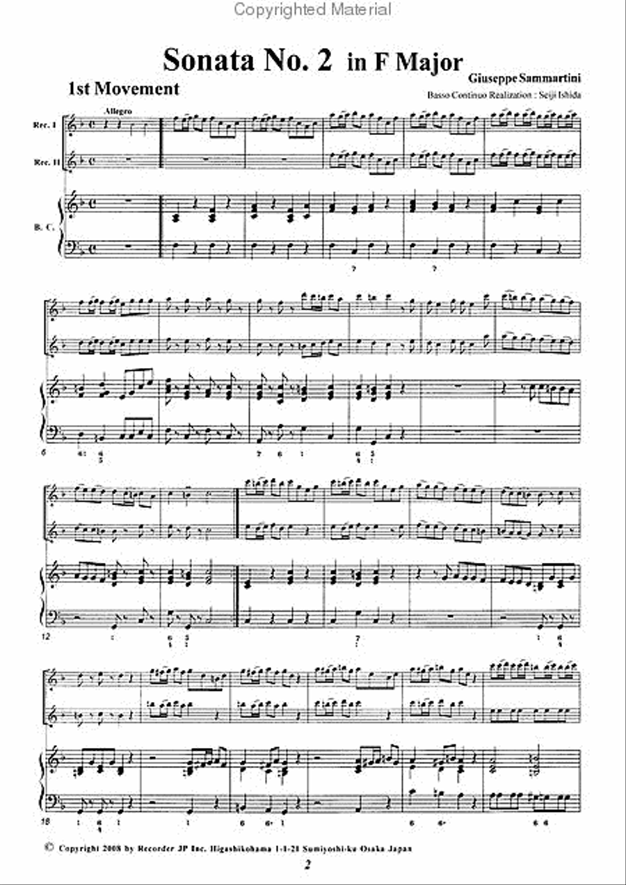 Sonata No. 2 in F Major Alto Recorder scores gallery preview page 3