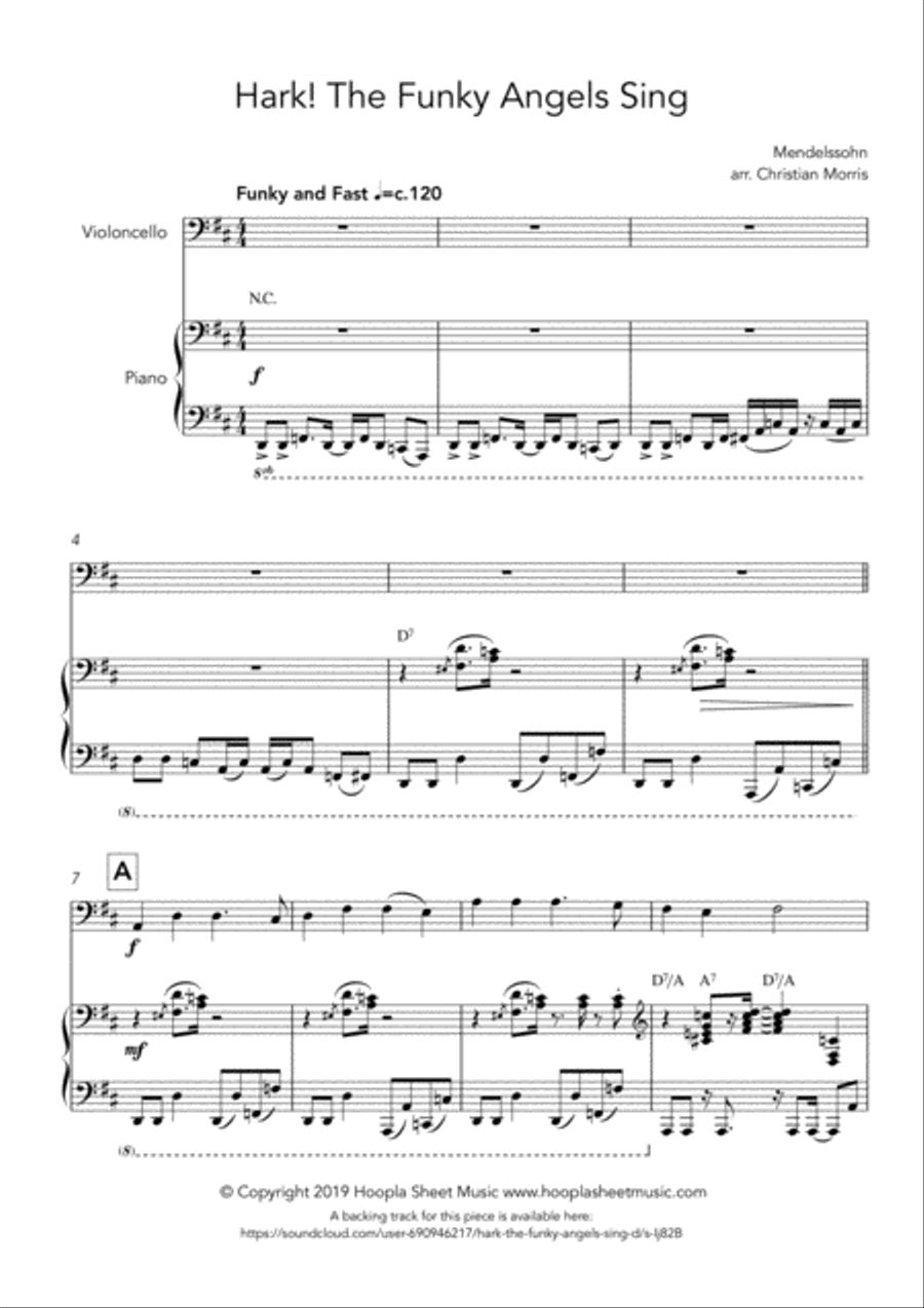 Hark! The Funky Angels Sing (Hark! The Herald Angels Sing) Cello Solo scores gallery preview page 1