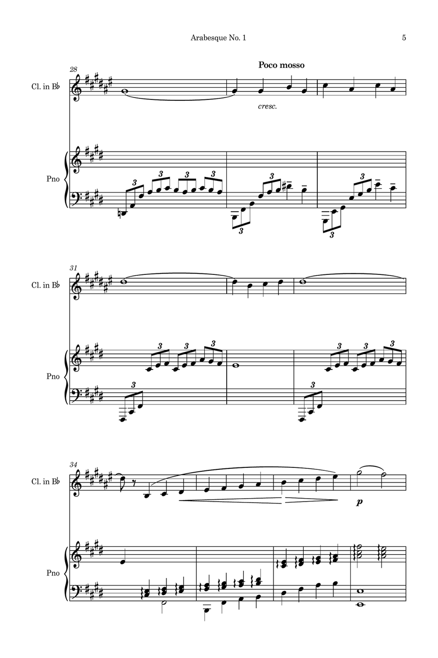 Arabesque No.1 (Simplified for Clarinet and Piano) B-Flat Clarinet scores gallery preview page 5