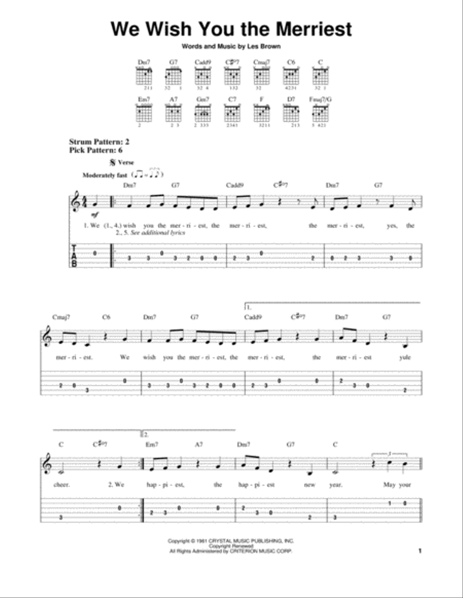 We Wish You The Merriest Guitar Tablature scores gallery preview page 1