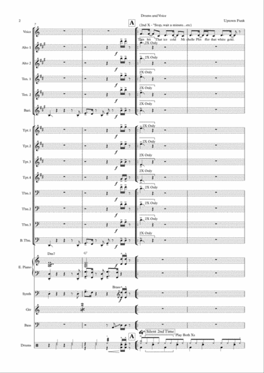 Uptown Funk Tenor Saxophone scores gallery preview page 2
