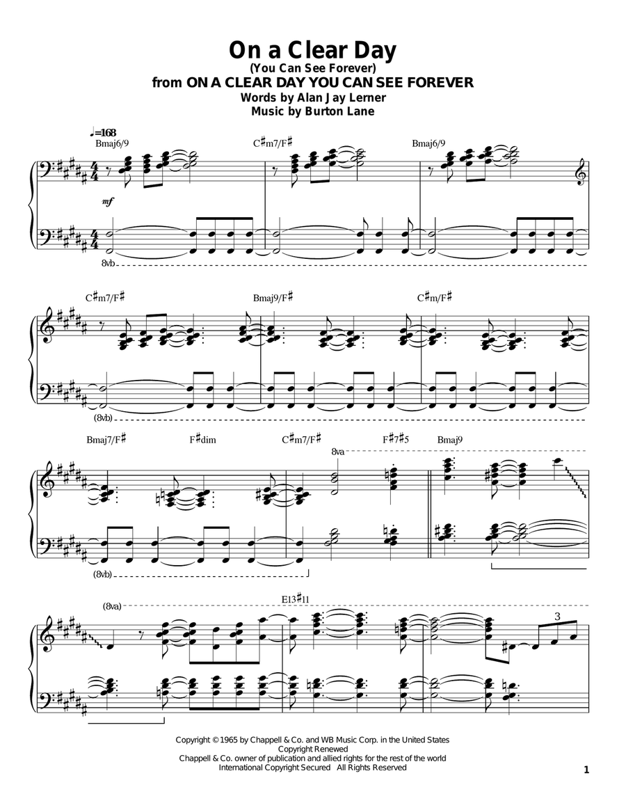 On A Clear Day (You Can See Forever) Piano scores gallery preview page 1