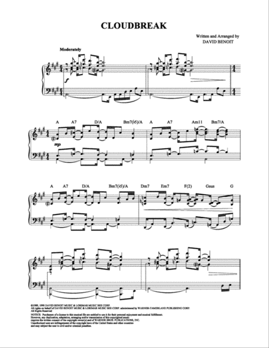 Cloudbreak Cloudbreak Piano Solo scores gallery preview page 1