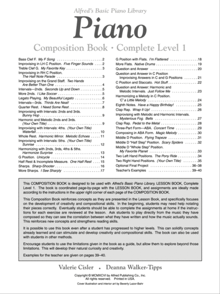 Alfred's Basic Piano Library: Composition Book Complete 1 (1A/1B) Piano Method scores gallery preview page 2