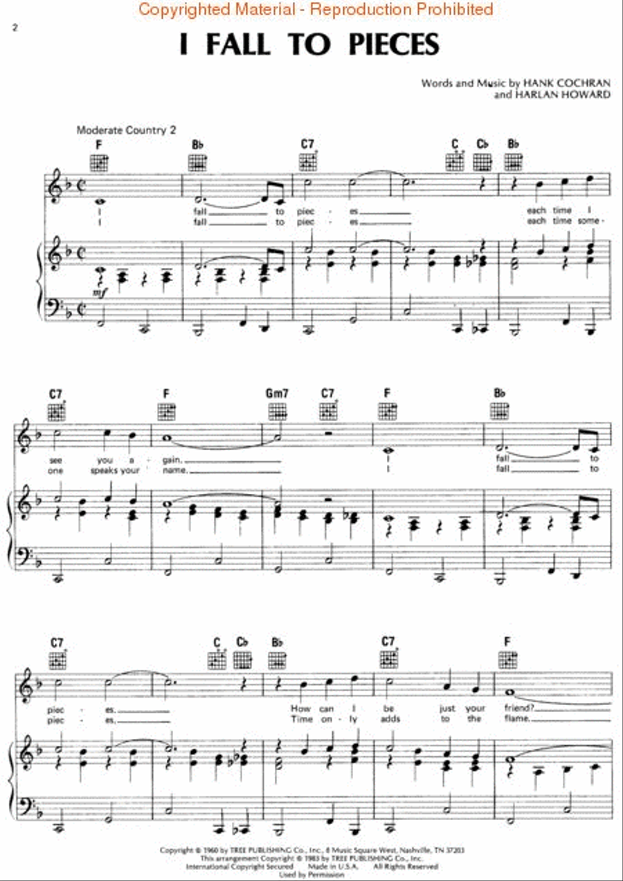 I Fall to Pieces Piano, Vocal, Guitar scores gallery preview page 2