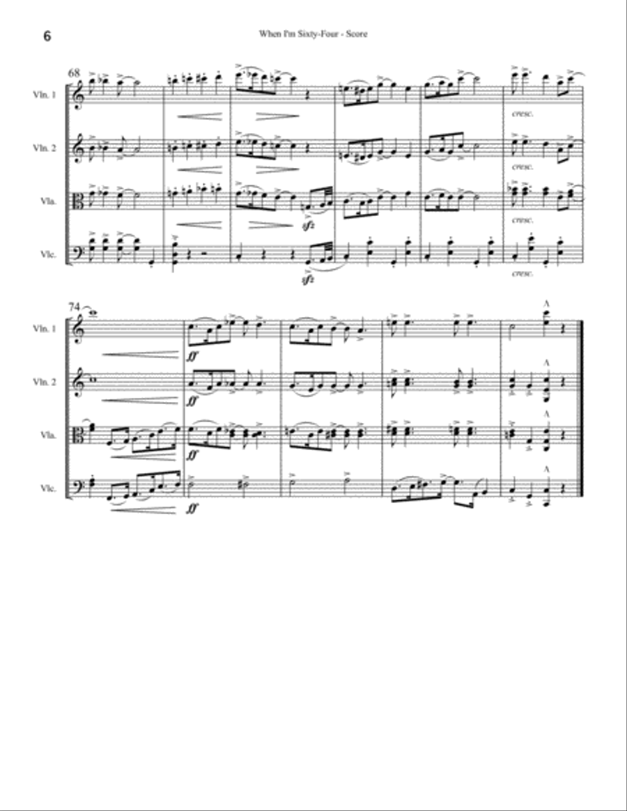 When I'm Sixty-Four String Quartet scores gallery preview page 6