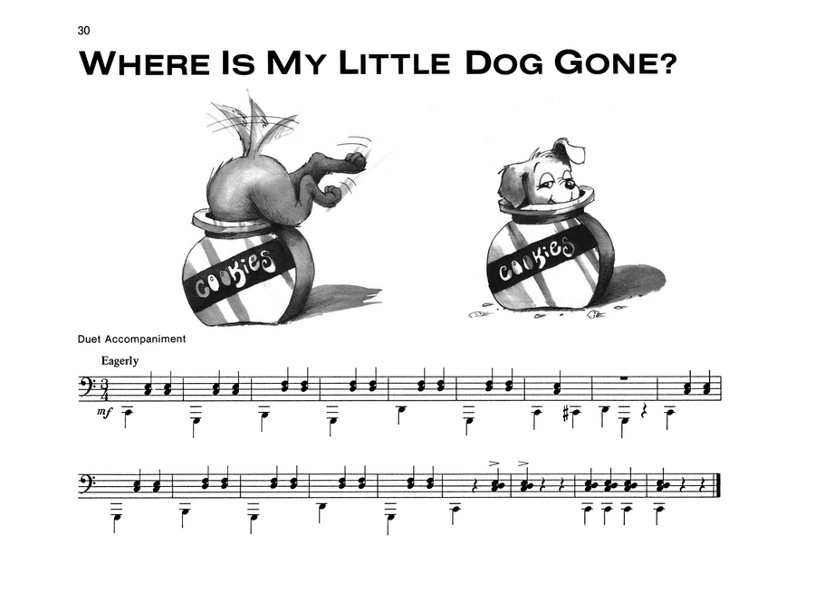 Where Is My Little Dog Gone? - Piano Solo (with Optional Duet Accompaniments) Piano scores gallery preview page 1