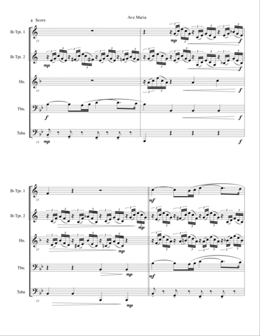 Ave Maria for Brass Quintet - Franz Schubert Brass Quintet scores gallery preview page 5