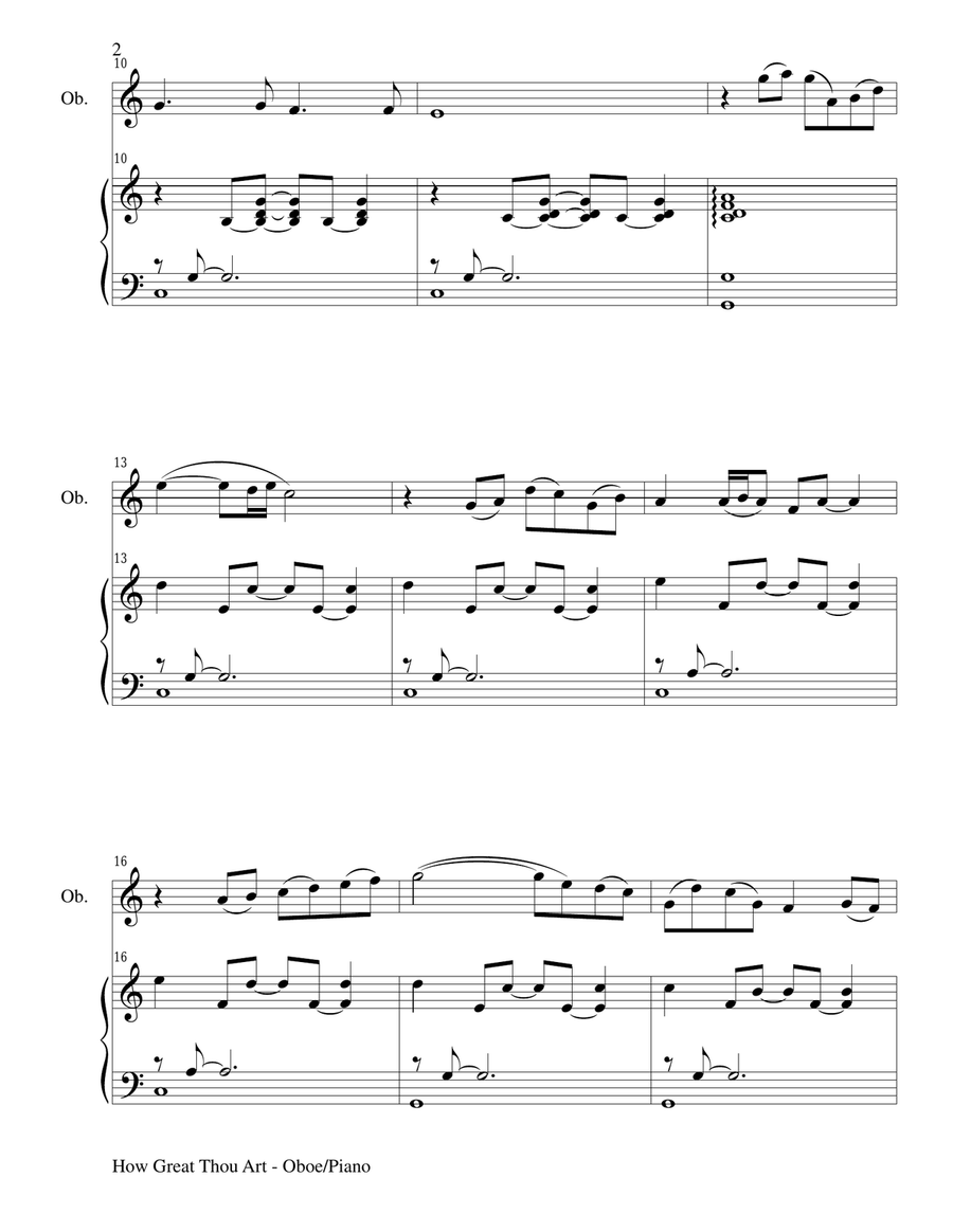 Gary Lanier: HYMNS of PRAISE and ADORATION (Duets for Oboe & Piano) Woodwind Duet scores gallery preview page 3