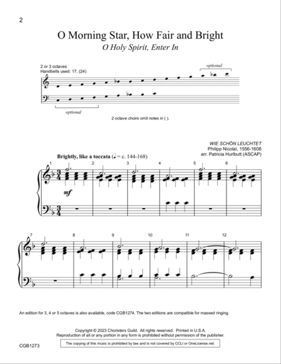 O Morning Star, How Fair and Bright (2-3 Octaves) 3-Octaves scores gallery preview page 2