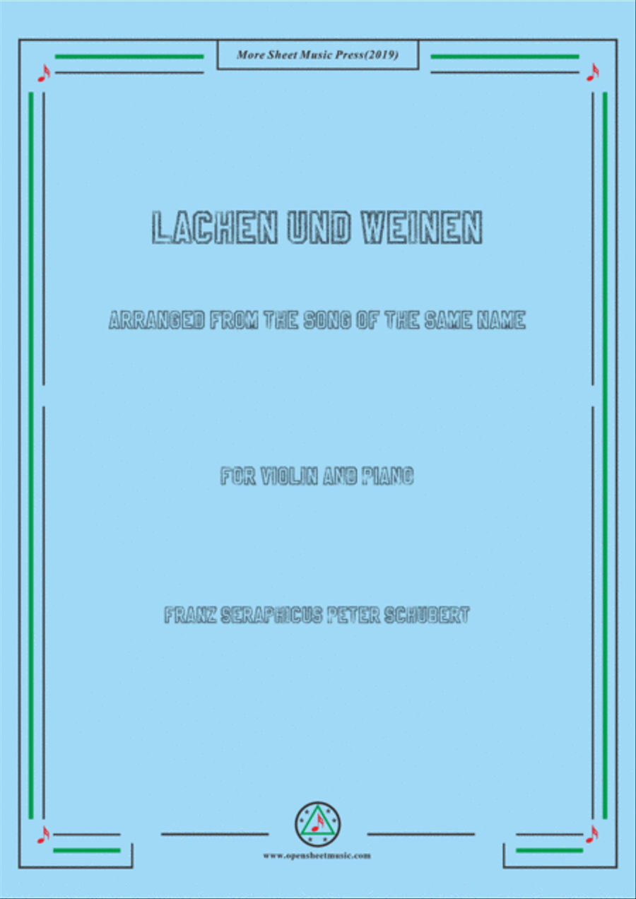 Schubert-Lachen und Weinen,for Violin and Piano Violin Solo scores gallery preview page 1