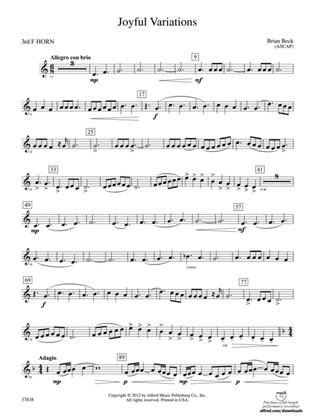 Joyful Variations: 3rd F Horn