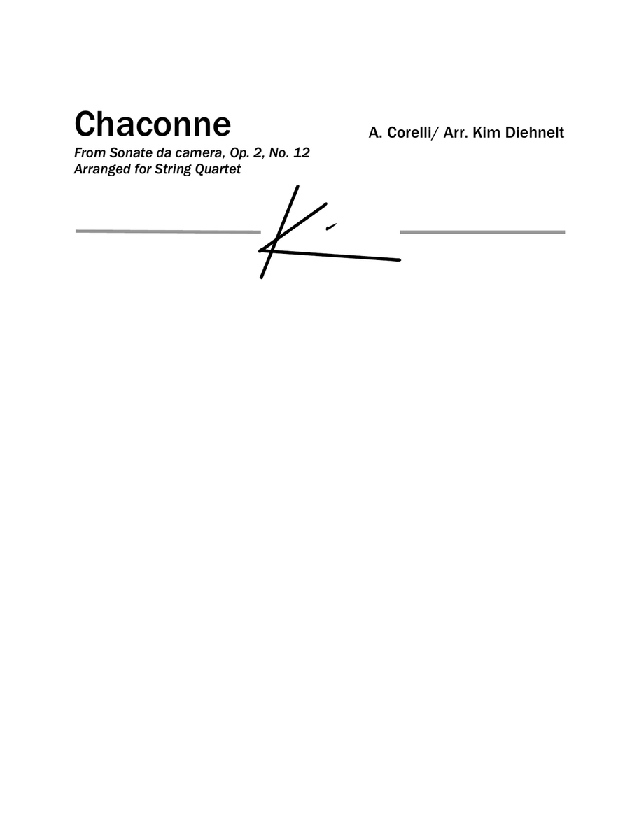 Corelli: Chaconne (Arr. Diehnelt, for String Quartet) String Quartet scores gallery preview page 1