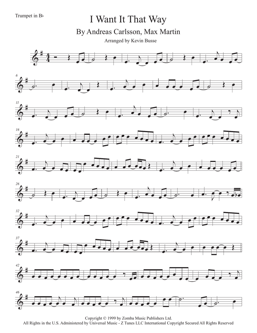 I Want It That Way Trumpet Solo scores gallery preview page 1