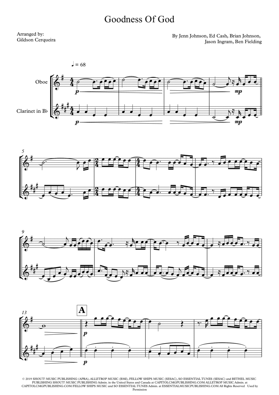 Goodness Of God Woodwind Duet scores gallery preview page 1