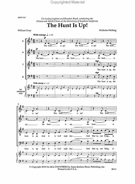 The Hunt Is Up! - SATB Octavo image number null