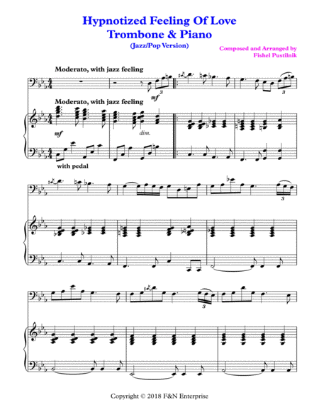"Hypnotized Feeling Of Love"-Piano Background For Trombone and Piano image number null