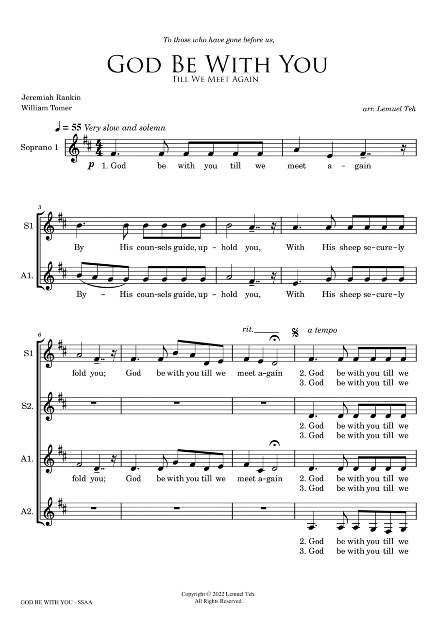 God Be With You (Till We Meet Again) SSAA scores gallery preview page 1