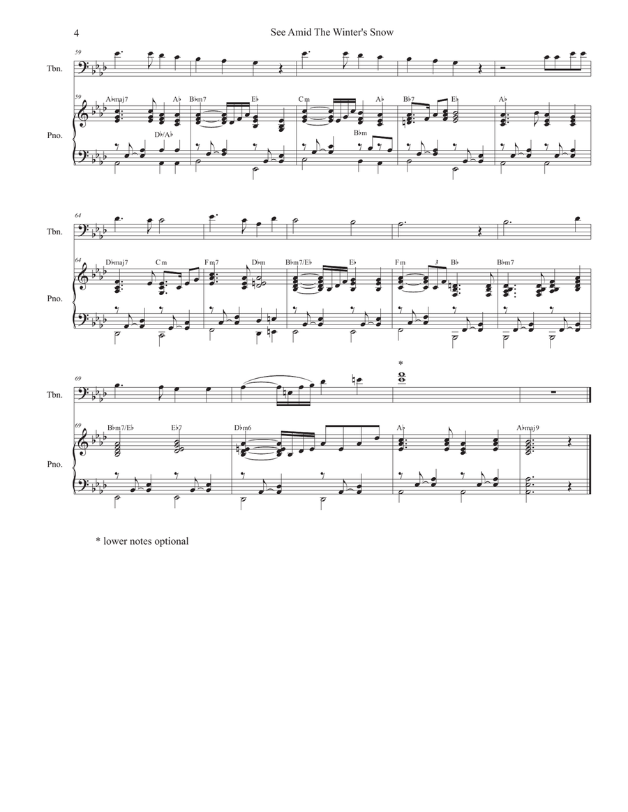 See Amid The Winter's Snow (Trombone solo and Piano) Piano scores gallery preview page 4