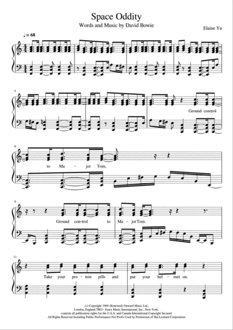 Space Oddity Voice scores gallery preview page 1