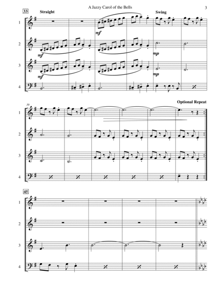 Carol of the Bells (Jazz Waltz for Saxophone Quartet) image number null