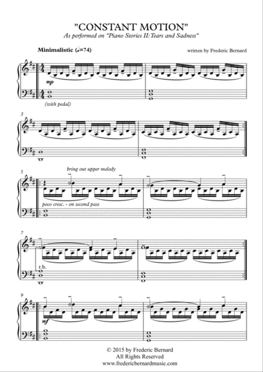 Constant Motion (Minimalistic Cinematic Solo Piano) Easy Piano scores gallery preview page 2
