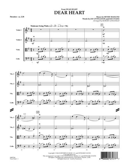 Dear Heart - Conductor Score (Full Score)