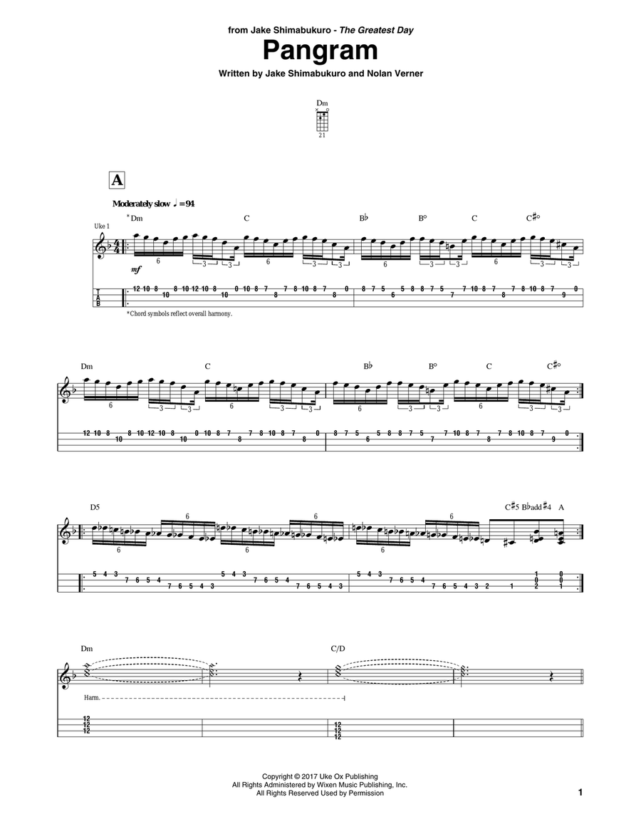 Pangram Ukulele scores gallery preview page 1
