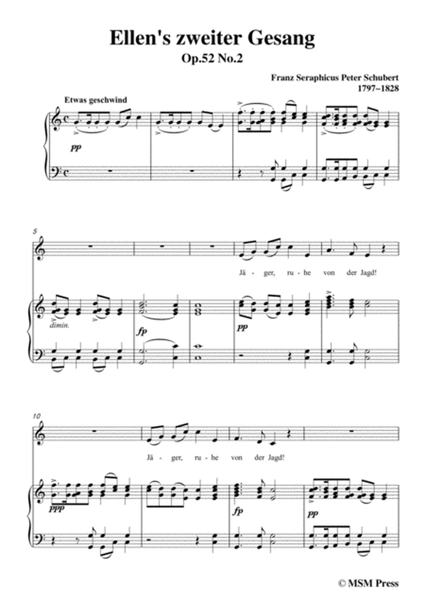 Schubert-Ellens Gesang II,Op.52 No.2,in C Major,for Voice&Piano image number null